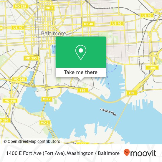 Mapa de 1400 E Fort Ave (Fort Ave), Baltimore, MD 21230