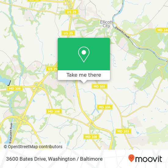 Mapa de 3600 Bates Drive, 3600 Bates Dr, Ellicott City, MD 21043, USA