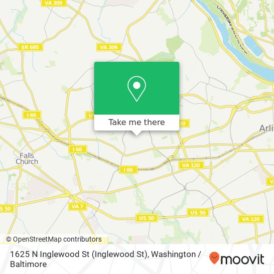Mapa de 1625 N Inglewood St (Inglewood St), Arlington, VA 22205