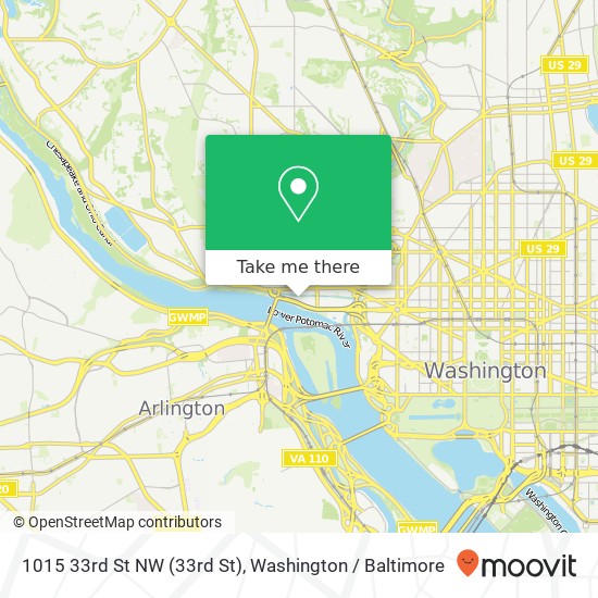 Mapa de 1015 33rd St NW (33rd St), Washington, DC 20007