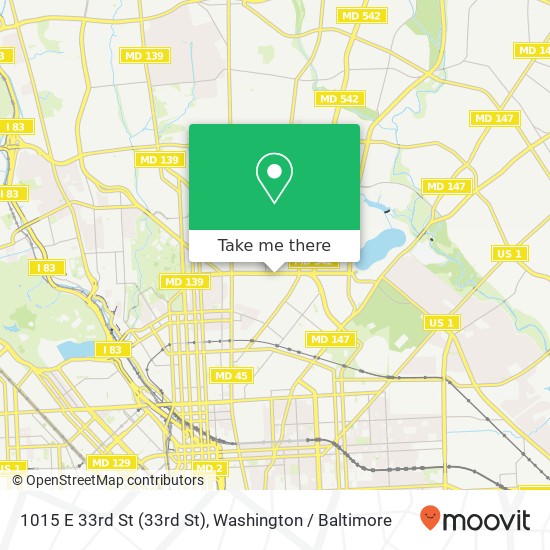 Mapa de 1015 E 33rd St (33rd St), Baltimore, MD 21218