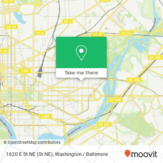 Mapa de 1620 E St NE (St NE), Washington, DC 20002