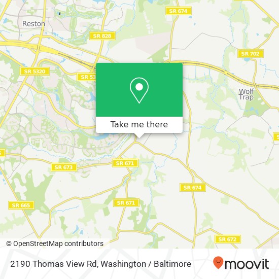 Mapa de 2190 Thomas View Rd, Reston, VA 20191