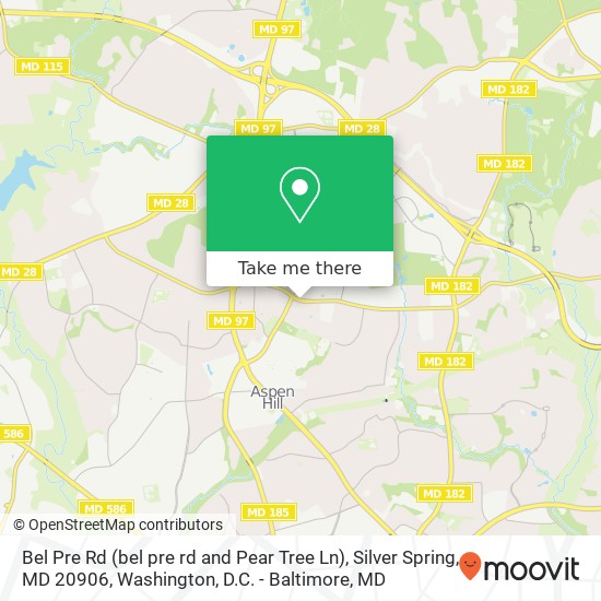 Mapa de Bel Pre Rd (bel pre rd and Pear Tree Ln), Silver Spring, MD 20906