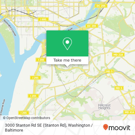 Mapa de 3000 Stanton Rd SE (Stanton Rd), Washington, DC 20020