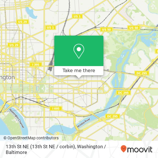 Mapa de 13th St NE (13th St NE / corbin), Washington, DC 20002