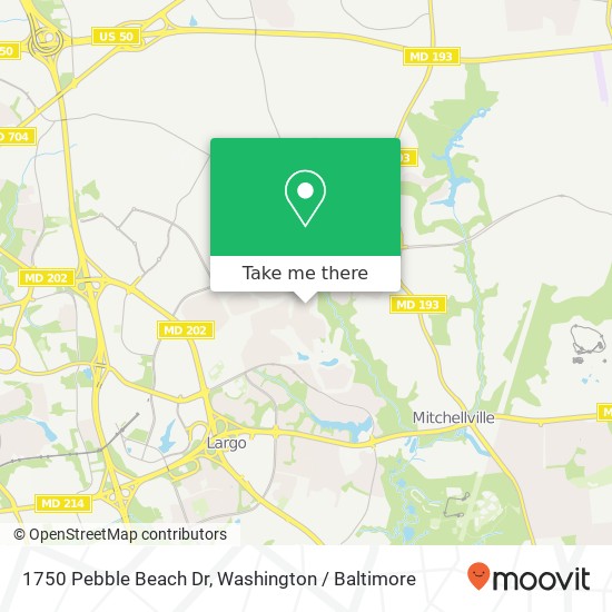 Mapa de 1750 Pebble Beach Dr, Bowie, MD 20721