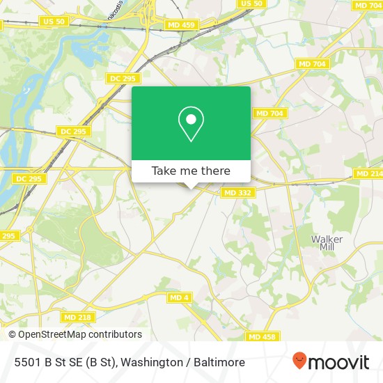 Mapa de 5501 B St SE (B St), Washington, DC 20019