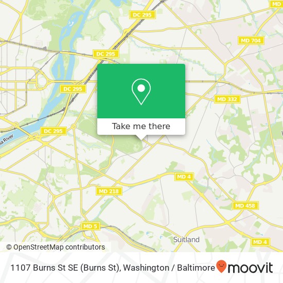 Mapa de 1107 Burns St SE (Burns St), Washington, DC 20019