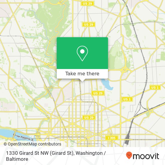 Mapa de 1330 Girard St NW (Girard St), Washington, DC 20009