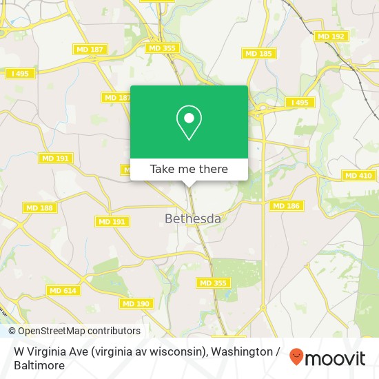 Mapa de W Virginia Ave (virginia av wisconsin), Bethesda, MD 20814