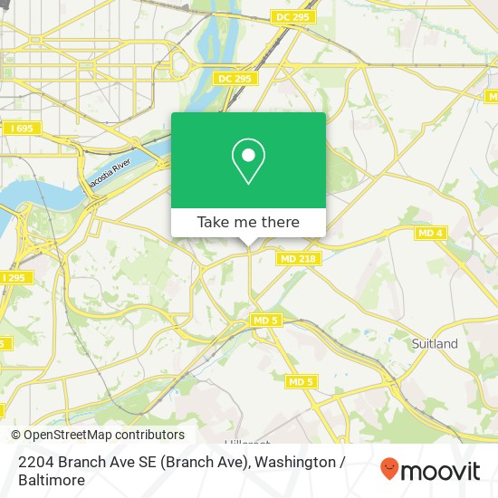 Mapa de 2204 Branch Ave SE (Branch Ave), Washington, DC 20020