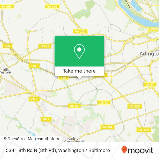 Mapa de 5341 8th Rd N (8th Rd), Arlington, VA 22205