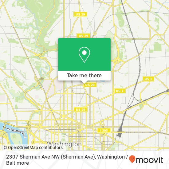 Mapa de 2307 Sherman Ave NW (Sherman Ave), Washington, DC 20001