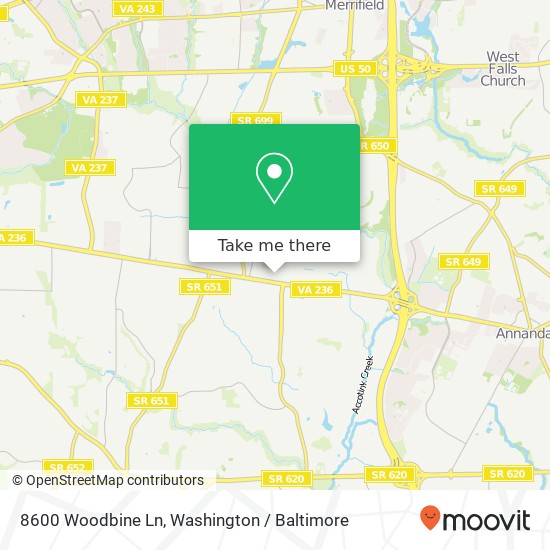 8600 Woodbine Ln, Annandale, VA 22003 map