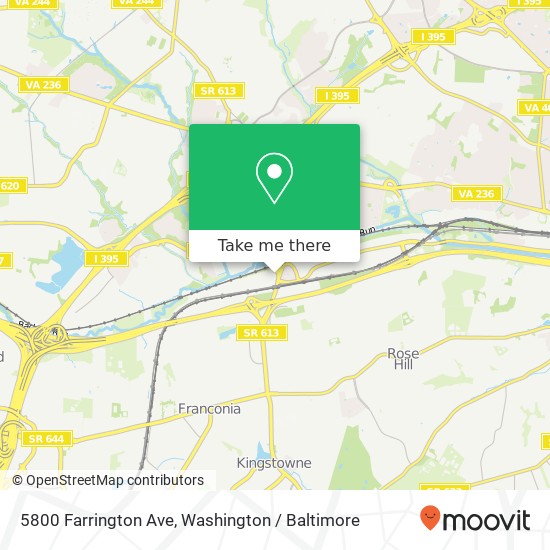 Mapa de 5800 Farrington Ave, Alexandria (THEOLOGICAL SEMINARY), VA 22304