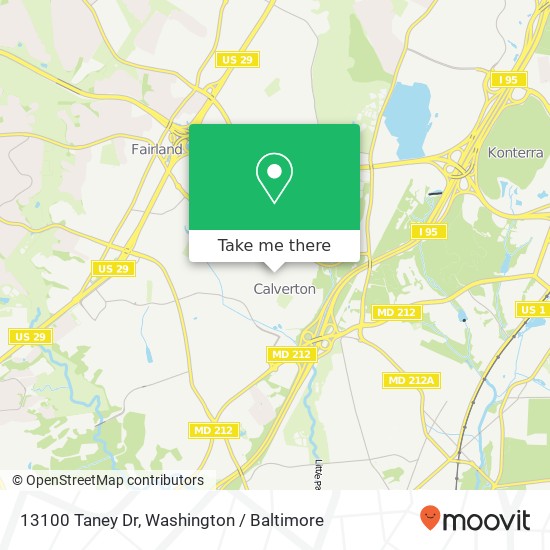 Mapa de 13100 Taney Dr, Beltsville, MD 20705