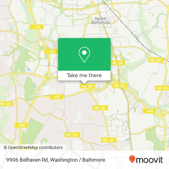 Mapa de 9906 Belhaven Rd, Bethesda, MD 20817