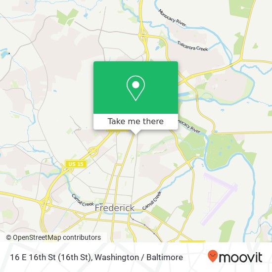 Mapa de 16 E 16th St (16th St), Frederick, MD 21701