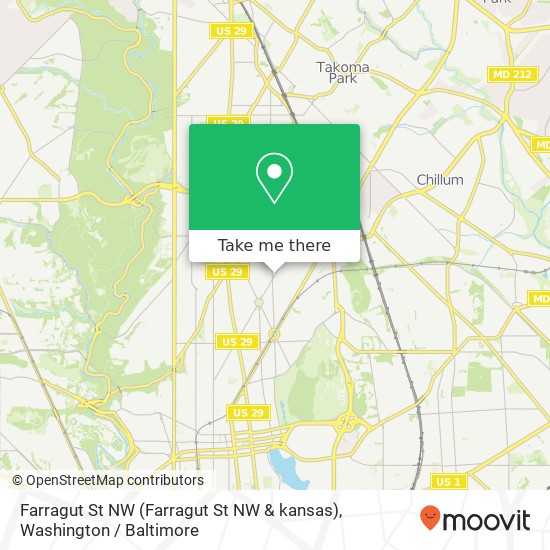 Mapa de Farragut St NW (Farragut St NW & kansas), Washington (Washington DC), DC 20011