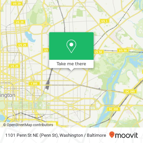 Mapa de 1101 Penn St NE (Penn St), Washington, DC 20002