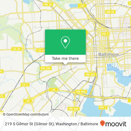 Mapa de 219 S Gilmor St (Gilmor St), Baltimore, MD 21223