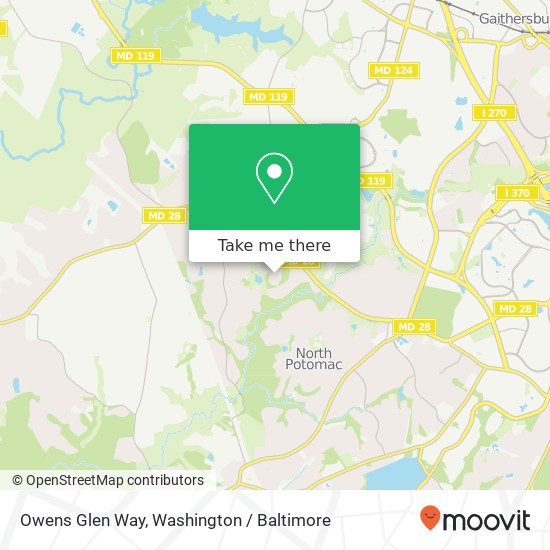 Mapa de Owens Glen Way, Gaithersburg, MD 20878