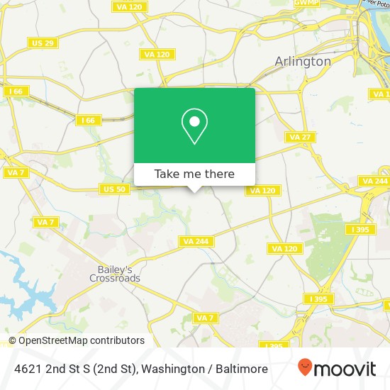 Mapa de 4621 2nd St S (2nd St), Arlington, VA 22204