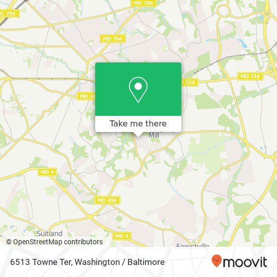 Mapa de 6513 Towne Ter, Capitol Heights, MD 20743