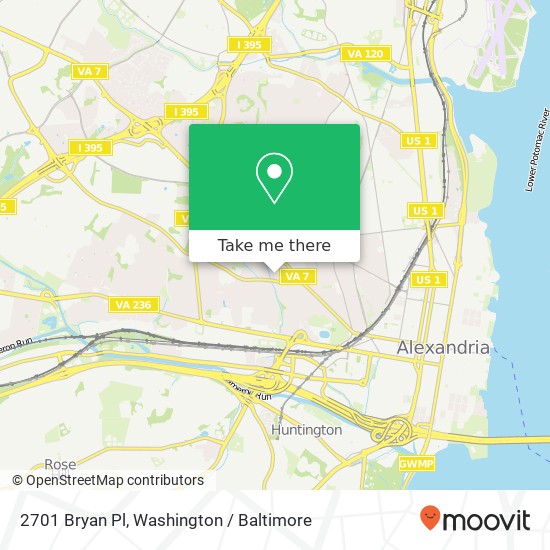 Mapa de 2701 Bryan Pl, Alexandria, VA 22302