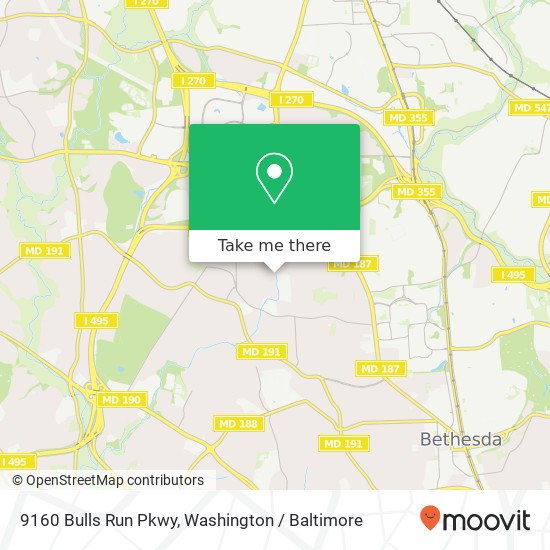 Mapa de 9160 Bulls Run Pkwy, Bethesda, MD 20817