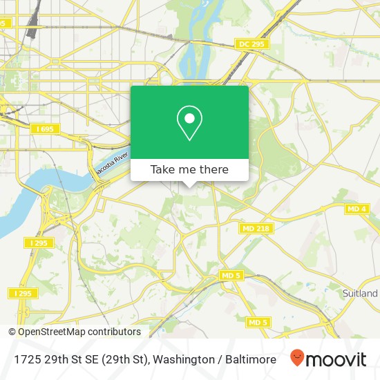 Mapa de 1725 29th St SE (29th St), Washington, DC 20020