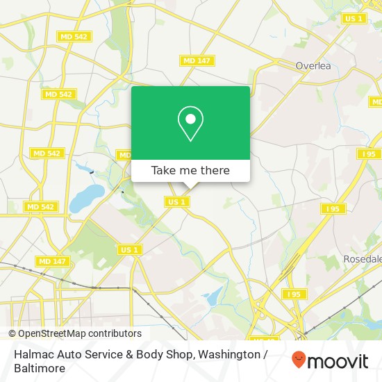 Mapa de Halmac Auto Service & Body Shop, 4813 Belair Rd