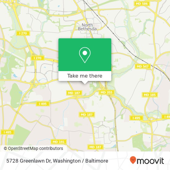 Mapa de 5728 Greenlawn Dr, Bethesda, MD 20814