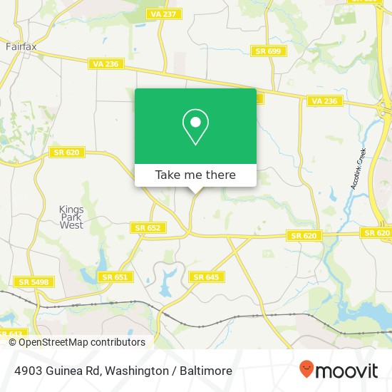 Mapa de 4903 Guinea Rd, Fairfax, VA 22032
