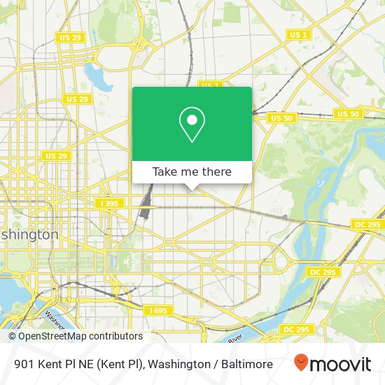 Mapa de 901 Kent Pl NE (Kent Pl), Washington, DC 20002