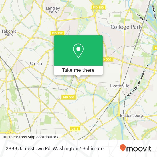 Mapa de 2899 Jamestown Rd, Hyattsville, MD 20782