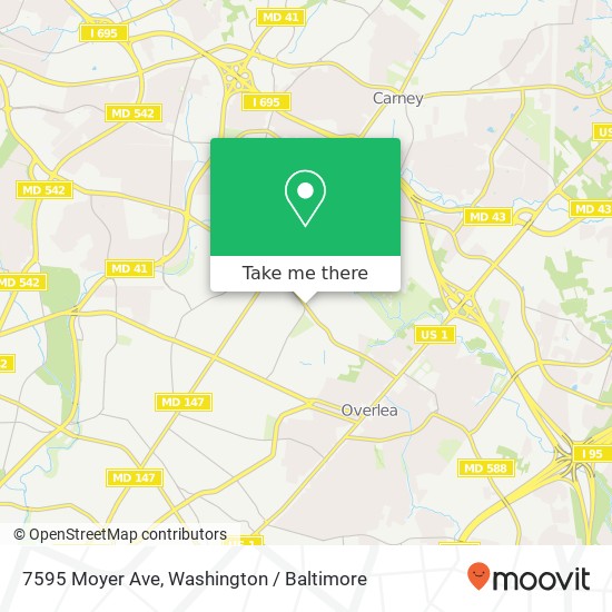 Mapa de 7595 Moyer Ave, Parkville, MD 21234