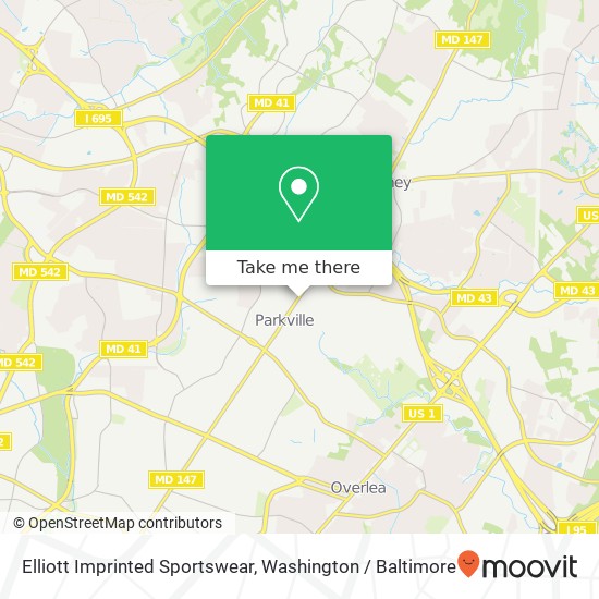 Mapa de Elliott Imprinted Sportswear, 8327 Harford Rd