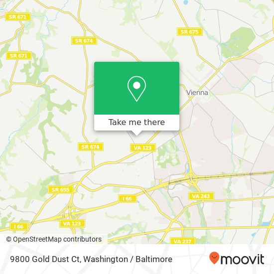 Mapa de 9800 Gold Dust Ct, Vienna, VA 22181