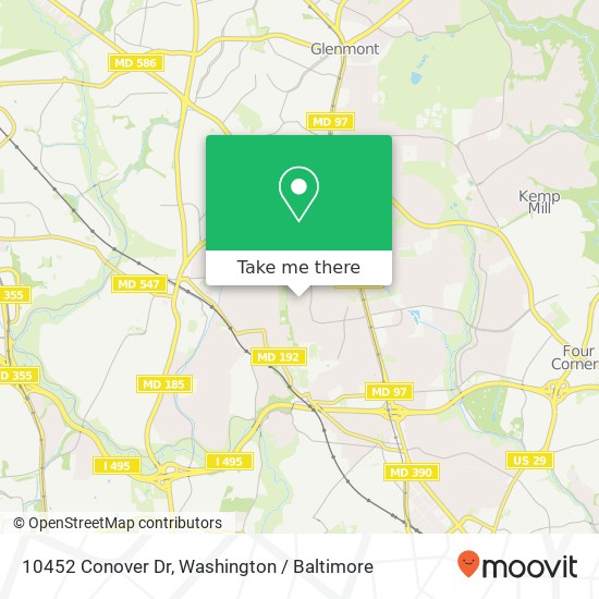 Mapa de 10452 Conover Dr, Silver Spring, MD 20902