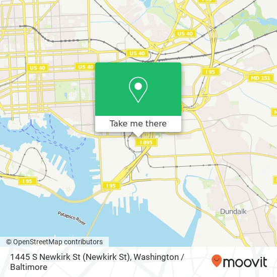 Mapa de 1445 S Newkirk St (Newkirk St), Baltimore, MD 21224