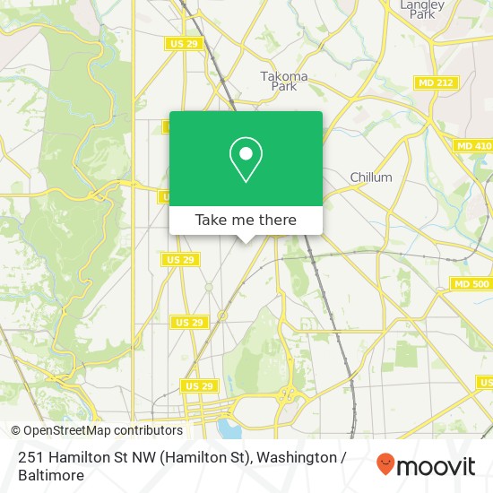 Mapa de 251 Hamilton St NW (Hamilton St), Washington, DC 20011