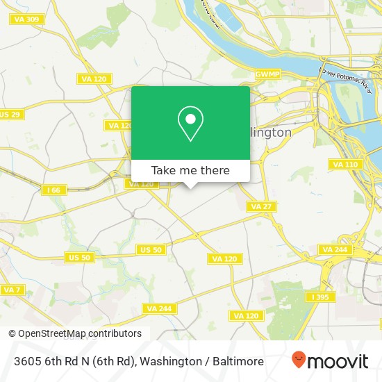 Mapa de 3605 6th Rd N (6th Rd), Arlington, VA 22203