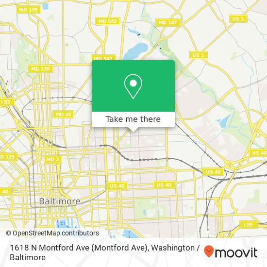 Mapa de 1618 N Montford Ave (Montford Ave), Baltimore, MD 21213