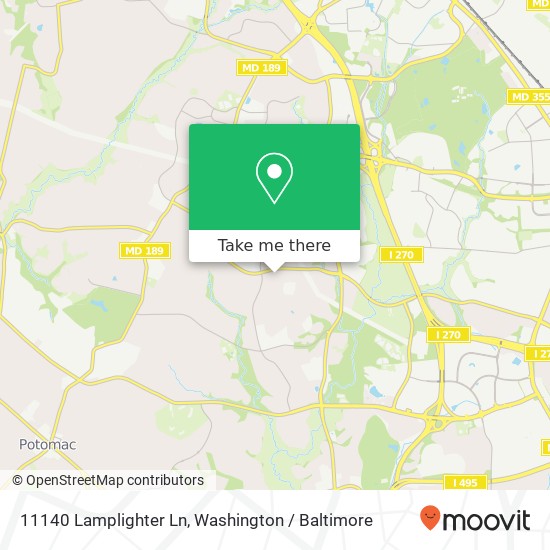 Mapa de 11140 Lamplighter Ln, Potomac (ROCKVILLE), MD 20854