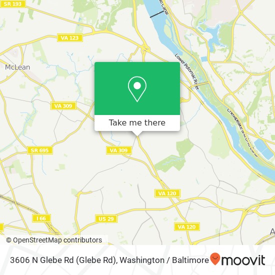Mapa de 3606 N Glebe Rd (Glebe Rd), Arlington, VA 22207