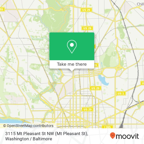 Mapa de 3115 Mt Pleasant St NW (Mt Pleasant St), Washington, DC 20010