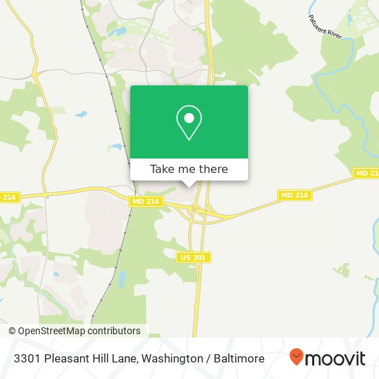 Mapa de 3301 Pleasant Hill Lane, 3301 Pleasant Hill Ln, Bowie, MD 20716, USA