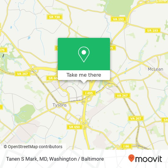 Mapa de Tanen S Mark, MD, 7921 Jones Branch Dr